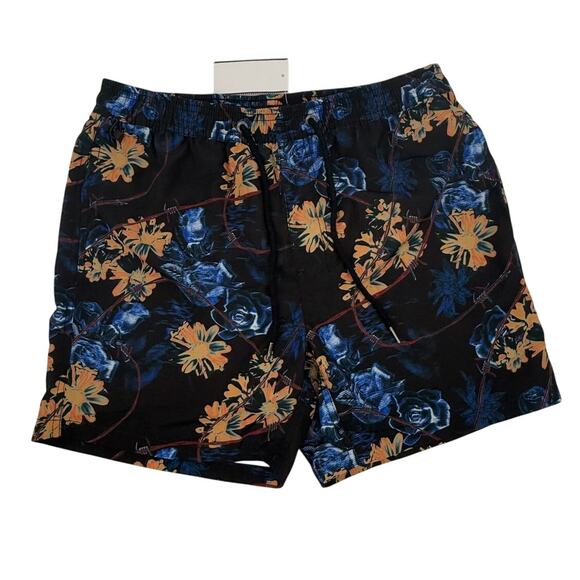 Ksubi Black Hyperflower Floral Drawstring Boardshort Swim Trunks Size S - Picture 1 of 8